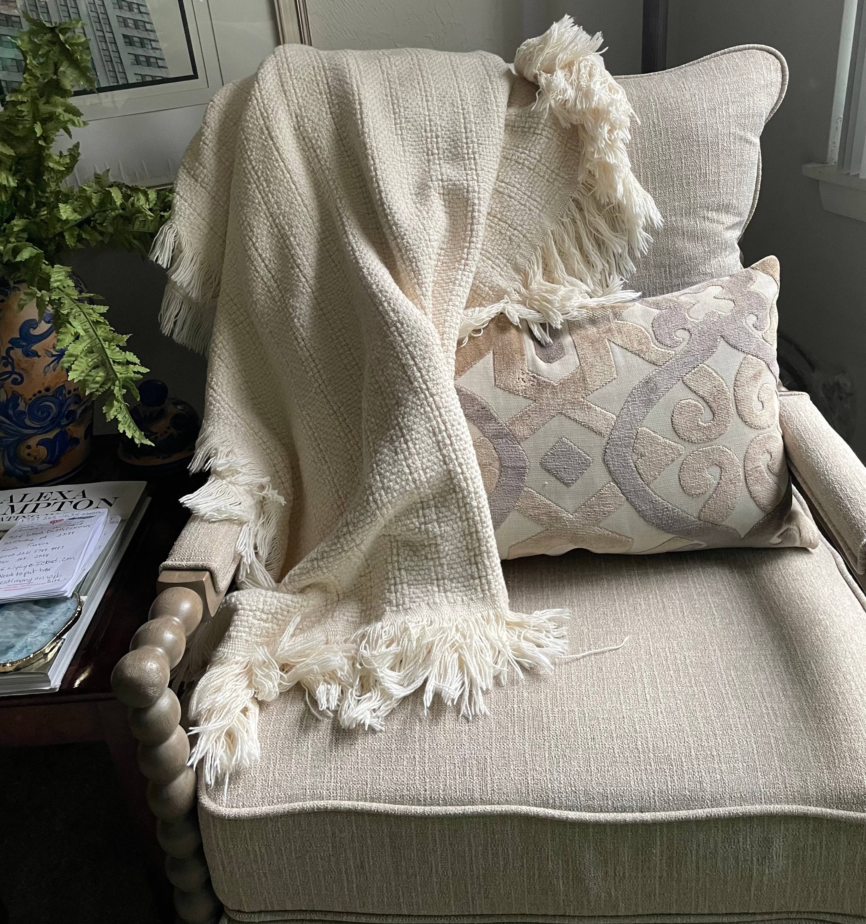 Sale: 100% Cotton Throw Blankets – 50″ x 60″: Natural, Made in USA