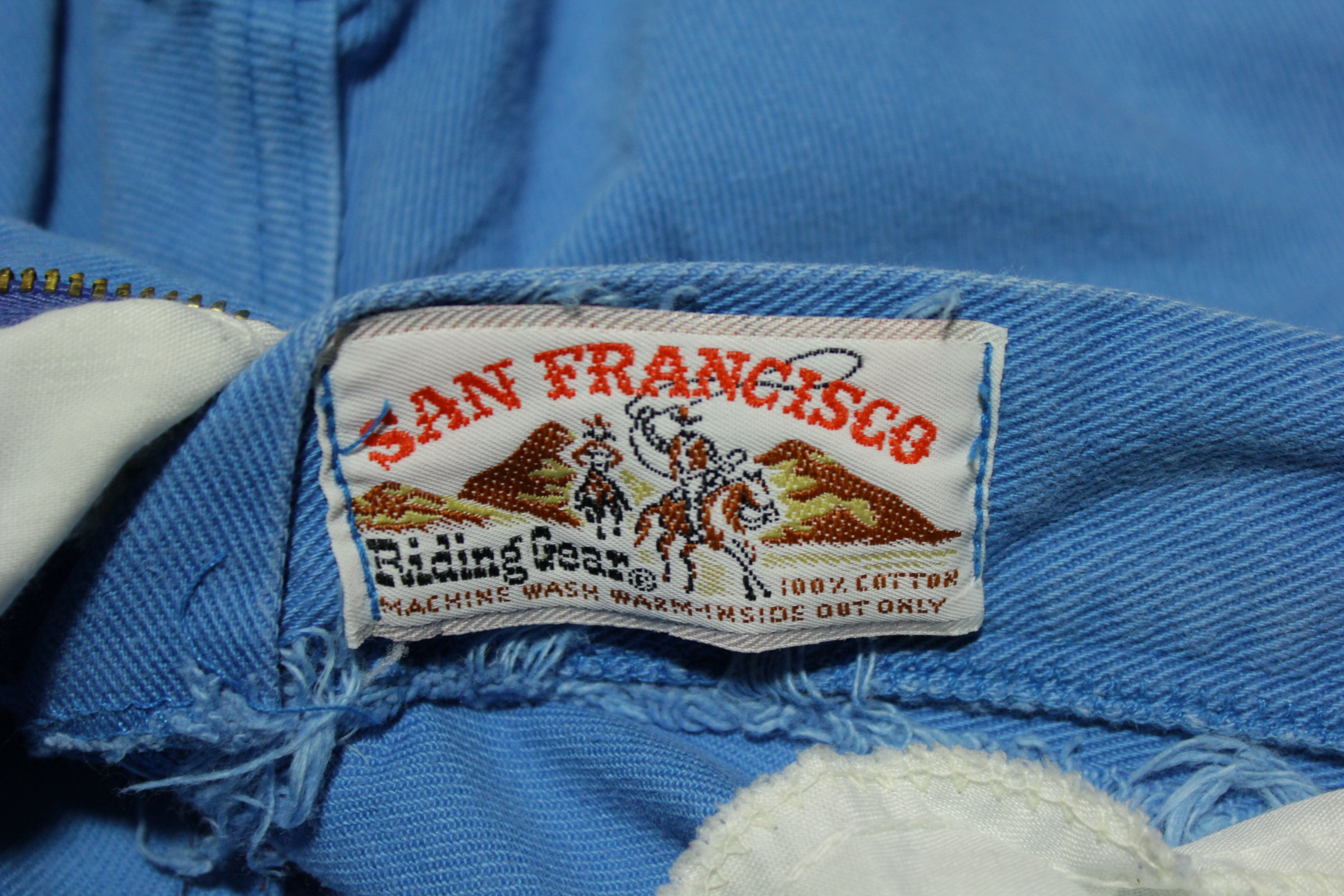 San Francisco Riding Gear Vintage 70's Baby Blue Wide Leg Utility Pocket Denim Jeans