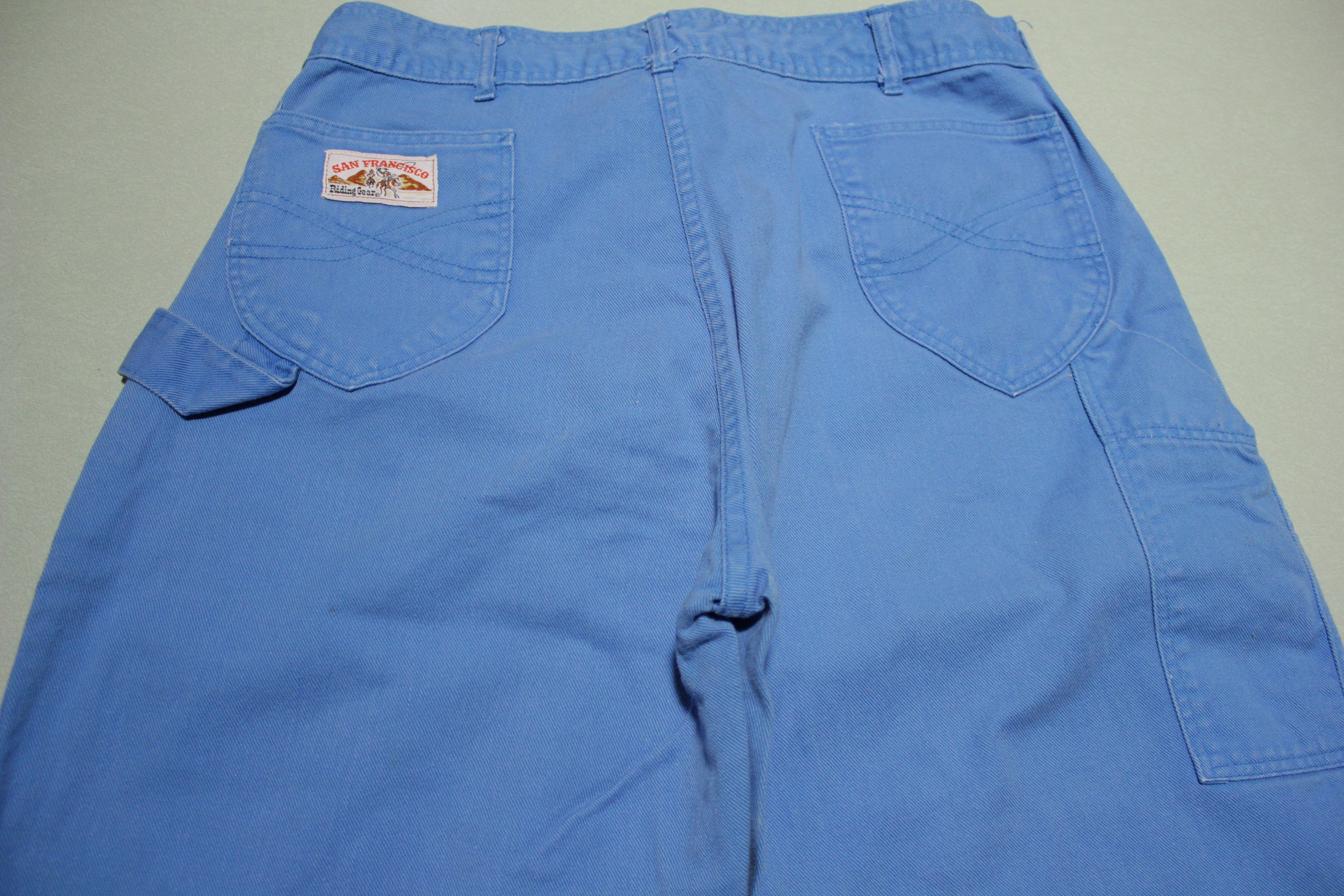 San Francisco Riding Gear Vintage 70's Baby Blue Wide Leg Utility Pocket Denim Jeans