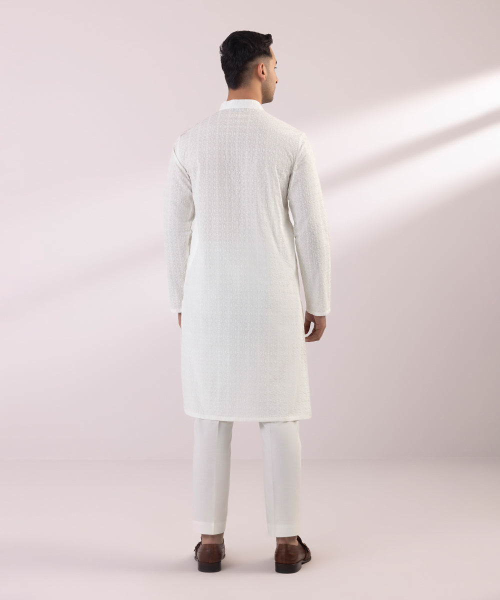 Schiffli Embroidered Cotton Kurta