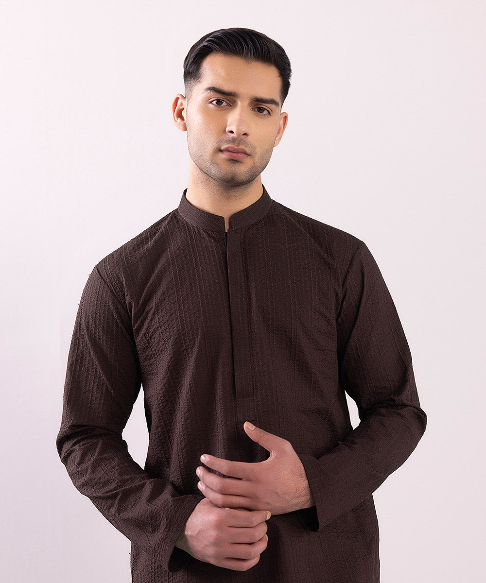 Schiffli Embroidered Cotton Kurta