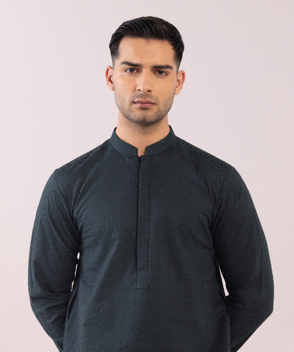 Schiffli Embroidered Cotton Kurta