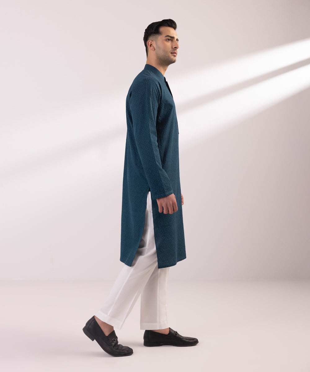 Schiffli Embroidered Cotton Kurta