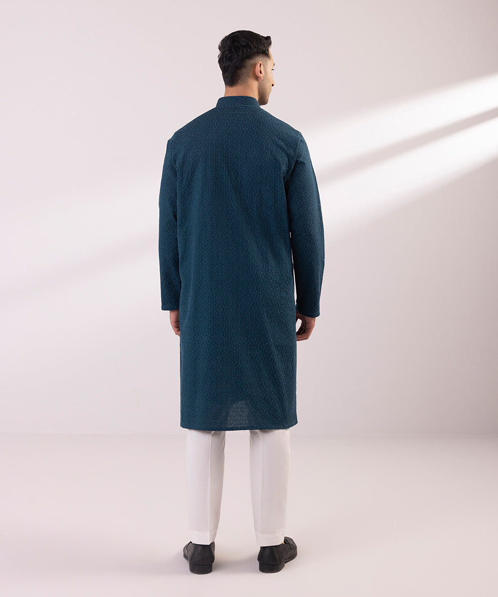 Schiffli Embroidered Cotton Kurta