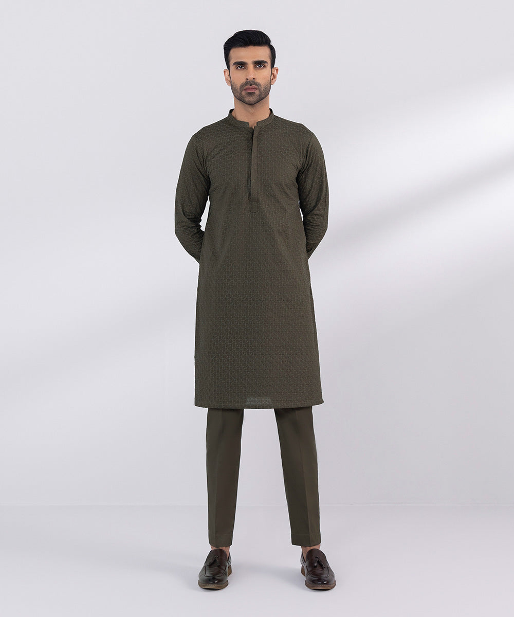 Schiffli Embroidered Cotton Suit