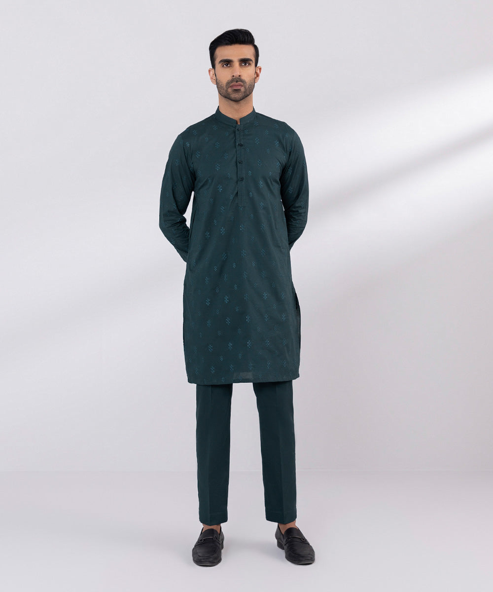 Schiffli Embroidered Cotton Suit