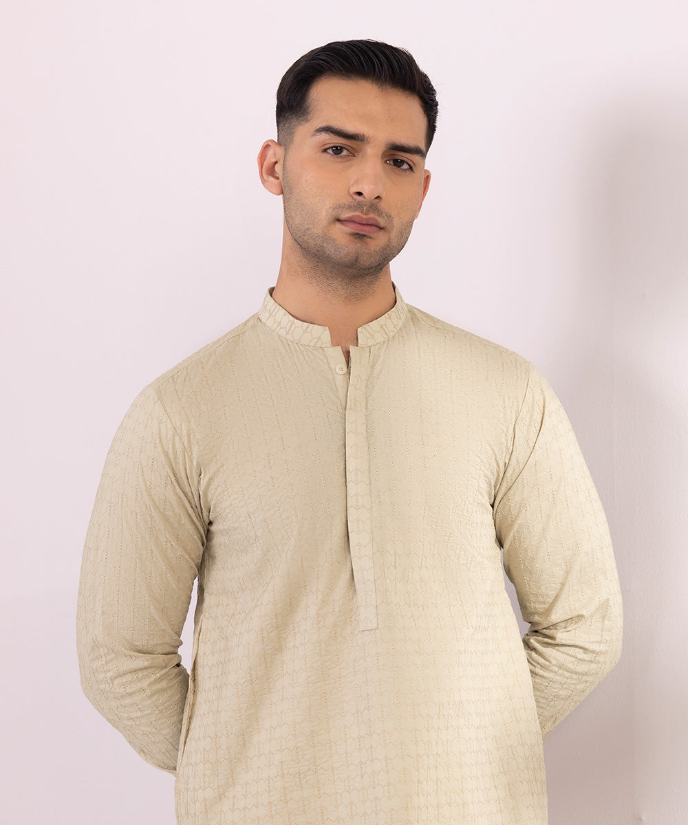 Schiffli Embroidered Cotton Suit