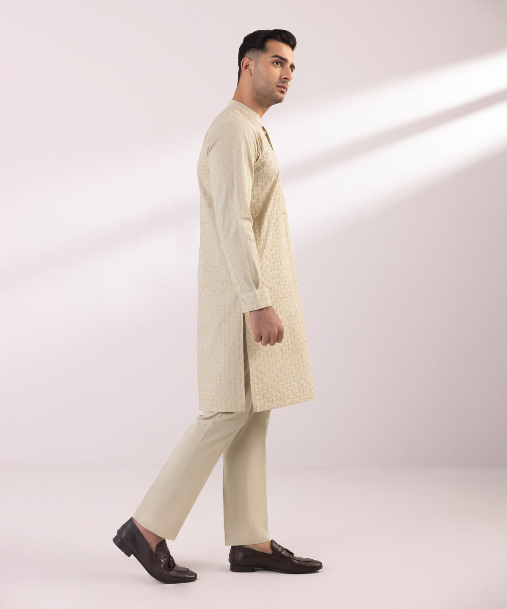 Schiffli Embroidered Cotton Suit