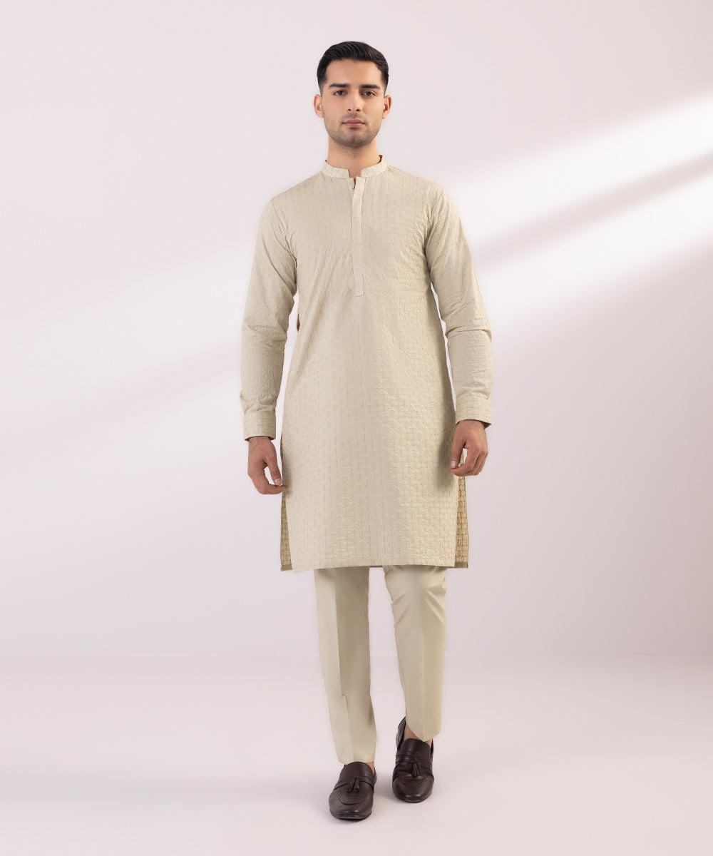 Schiffli Embroidered Cotton Suit