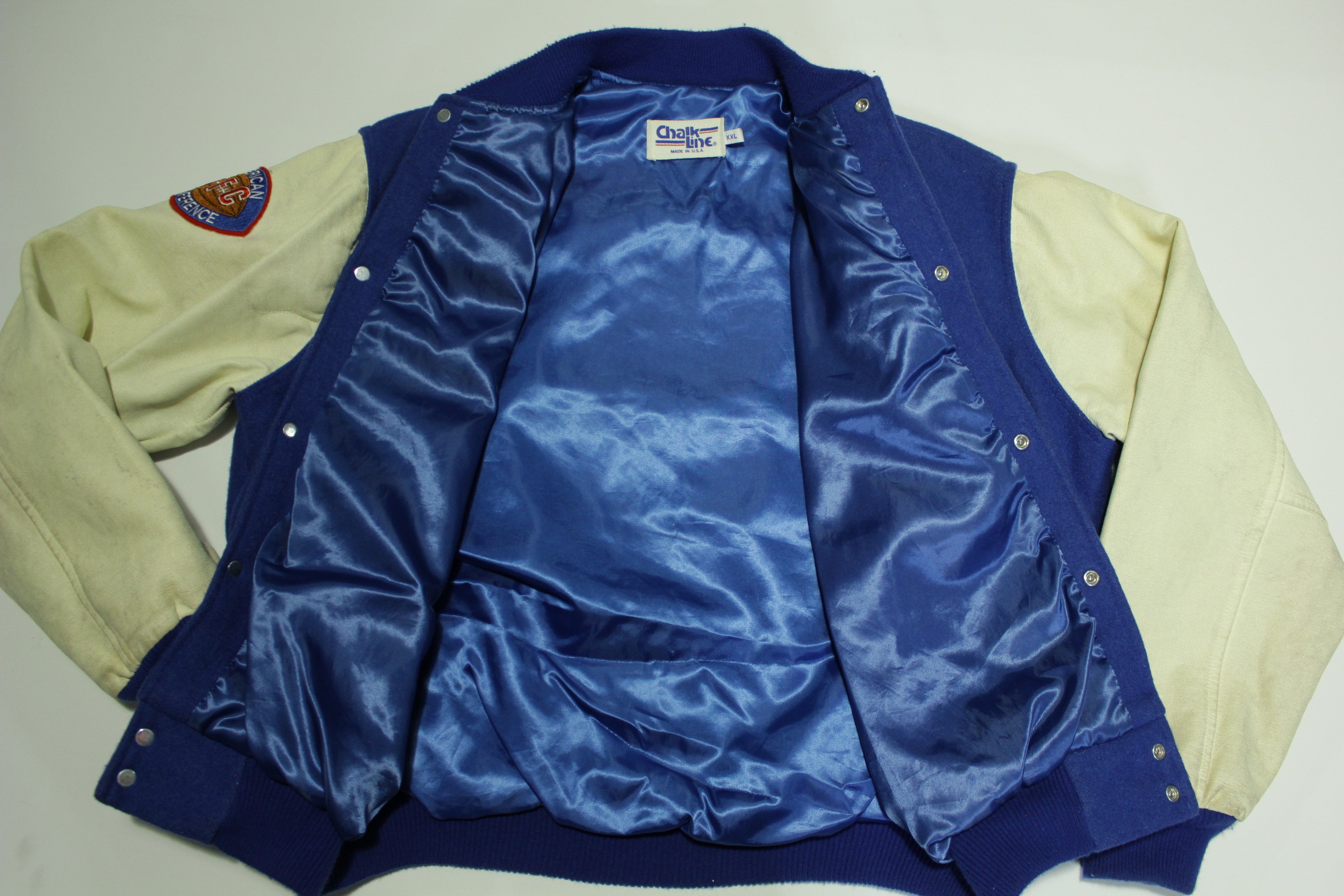 Seattle Seahawks Vintage 80's Chalk Line Made in USA Letterman's Bomber Leather Jacket