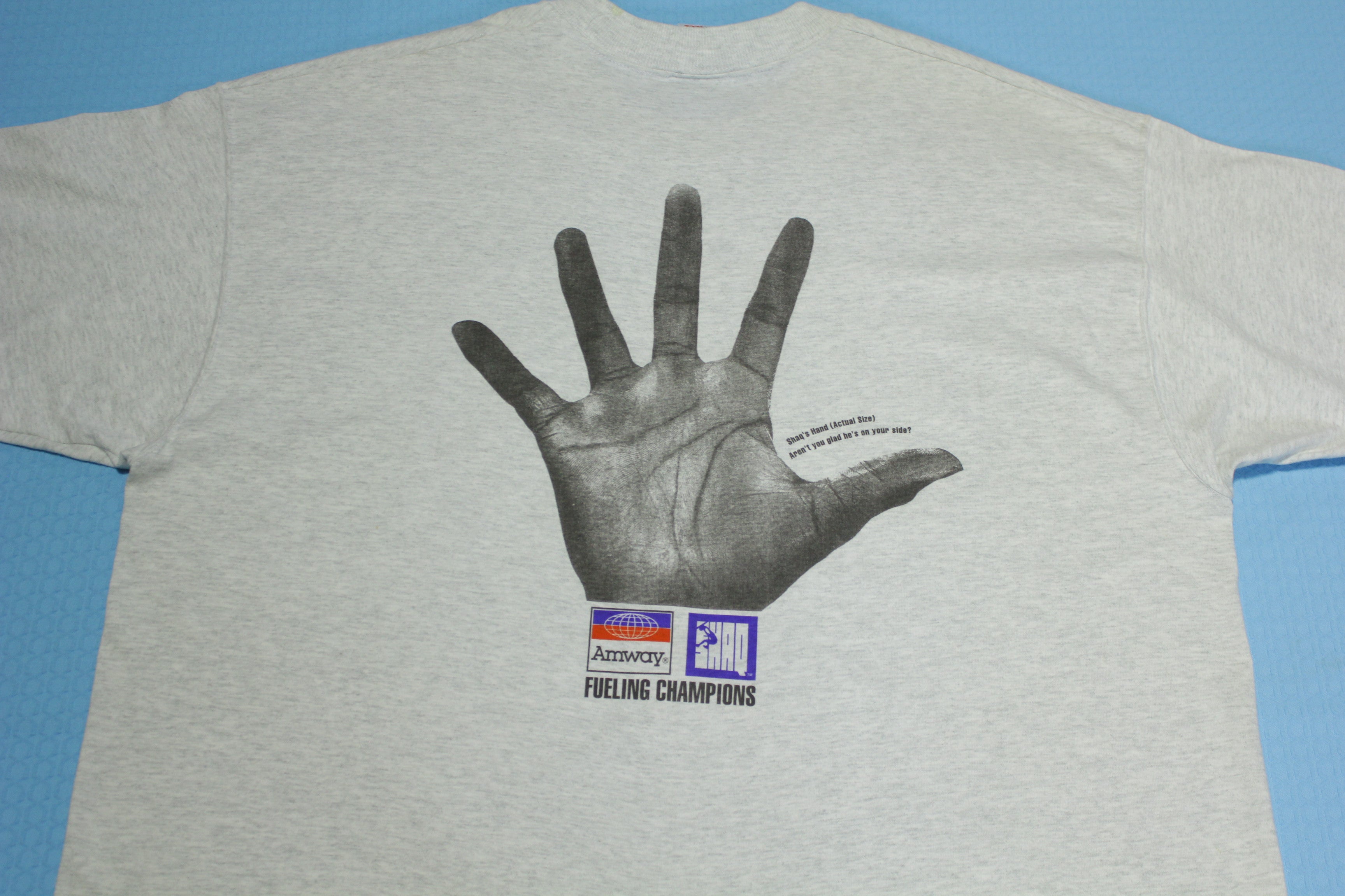 Shaquille O'Neal Shaq Bar Vintage 90's Nutrilite Hand Actual Size T-Shirt