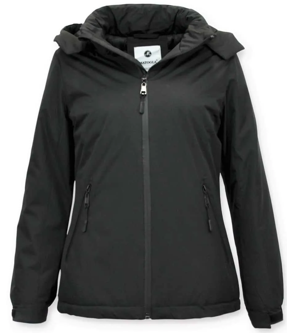 Short Ladies Winter Coat  With Hood Black