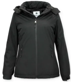 Short Ladies Winter Coat  With Hood Black