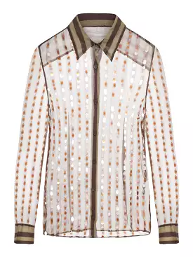 silk shirt printed with two-tone stripes