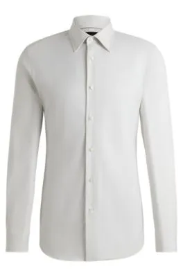 Slim-fit shirt in micro-structured stretch cotton