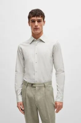 Slim-fit shirt in micro-structured stretch cotton