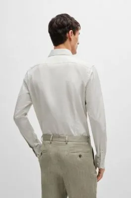 Slim-fit shirt in micro-structured stretch cotton