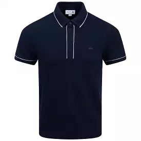 Smart Paris Stretch Cotton Contrast Trim Polo Midnight Blue - SS24