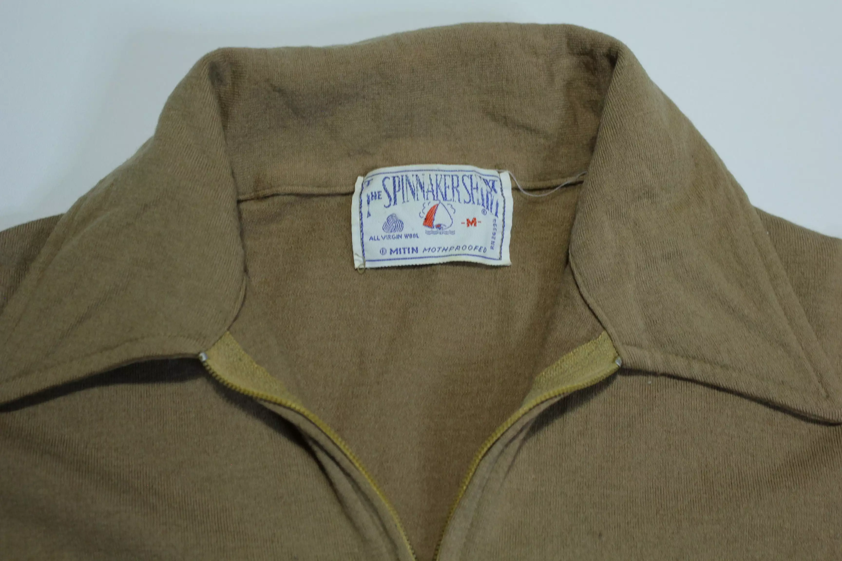 Spinnaker Shirt Vintage 70's 100% Virgin Wool Mitin Long Sleeve Quarter Zip Polo Shirt