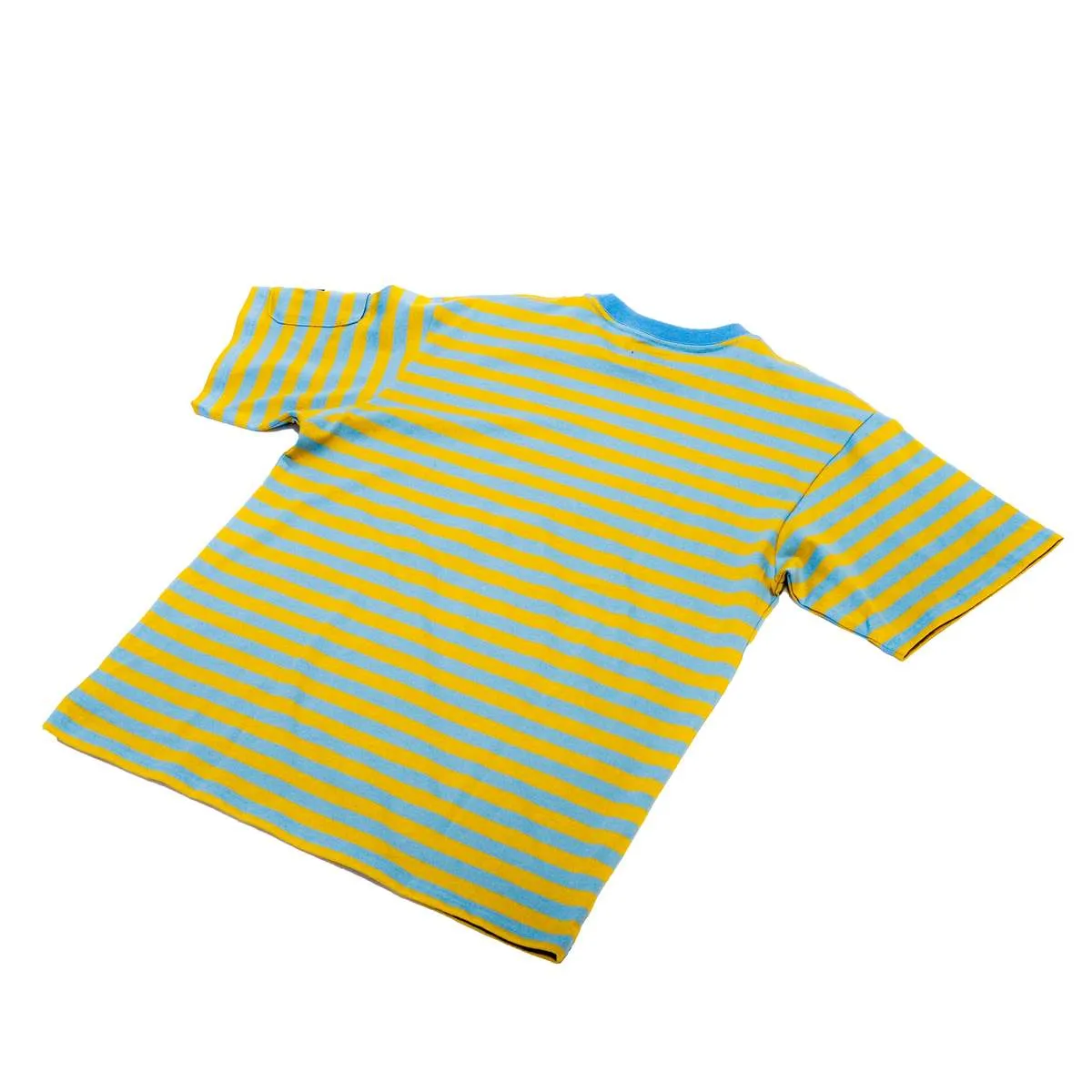 S/S Crew Neck Tee Cotton Stripe Jersey - Sax/Yellow