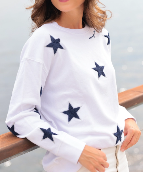 Stars Sweatshirt -  White/Navy