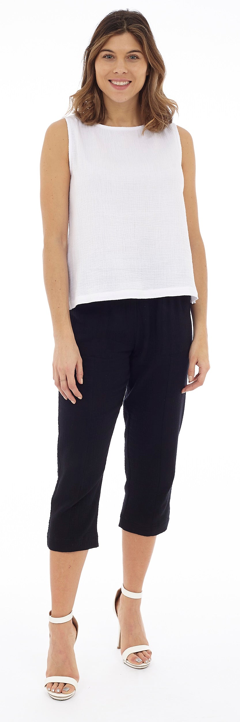 Straight Leg Capri with Elastic Waist Style BG-CAP