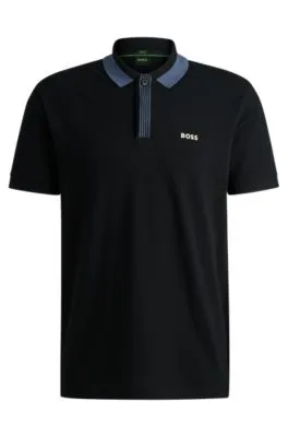 Stretch-cotton polo shirt with contrast logo