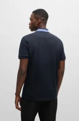 Stretch-cotton polo shirt with contrast logo