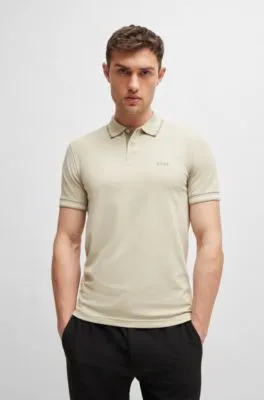 Stretch-cotton slim-fit polo shirt with branding