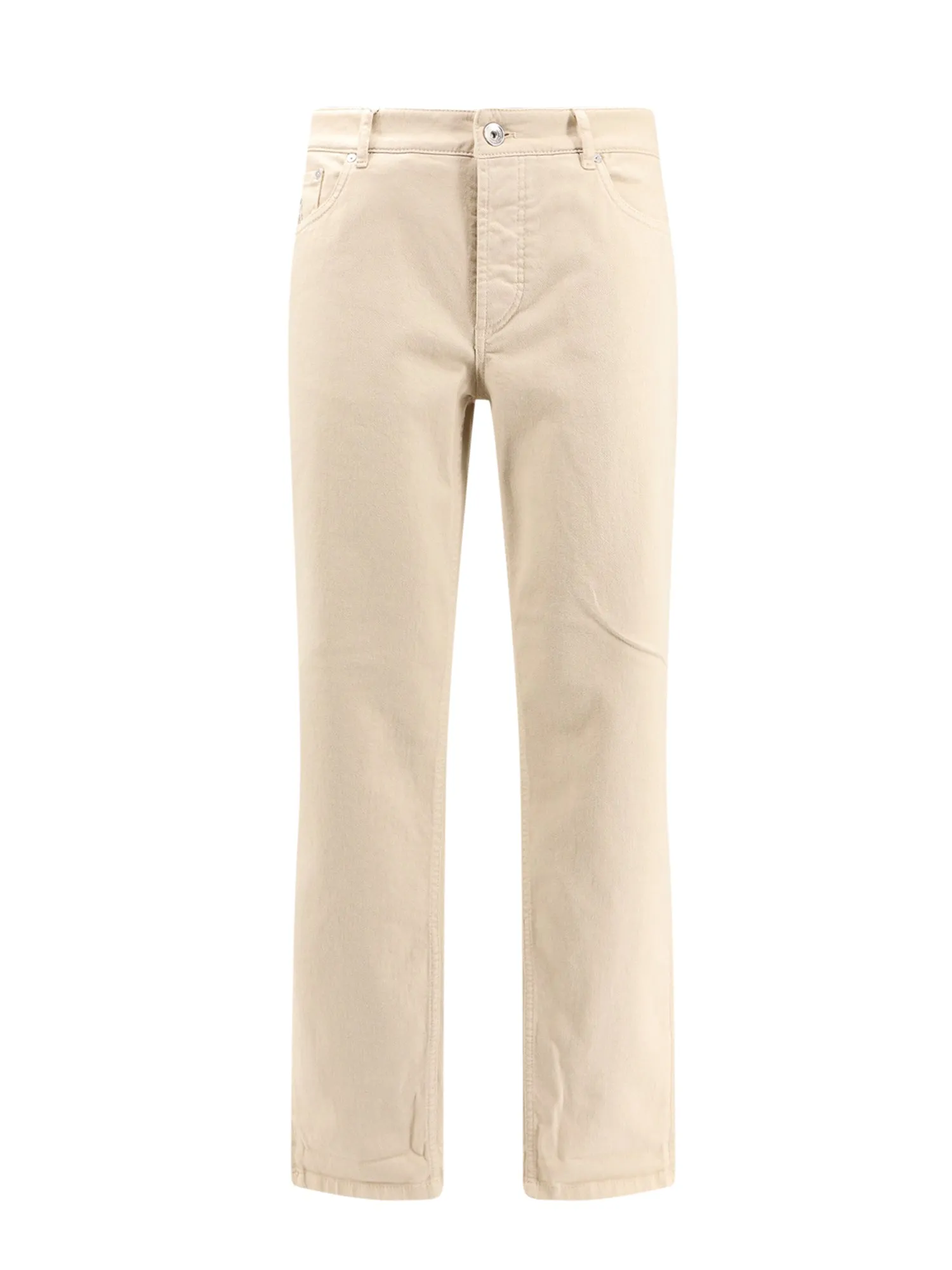 Stretch cotton trouser with back logo patch