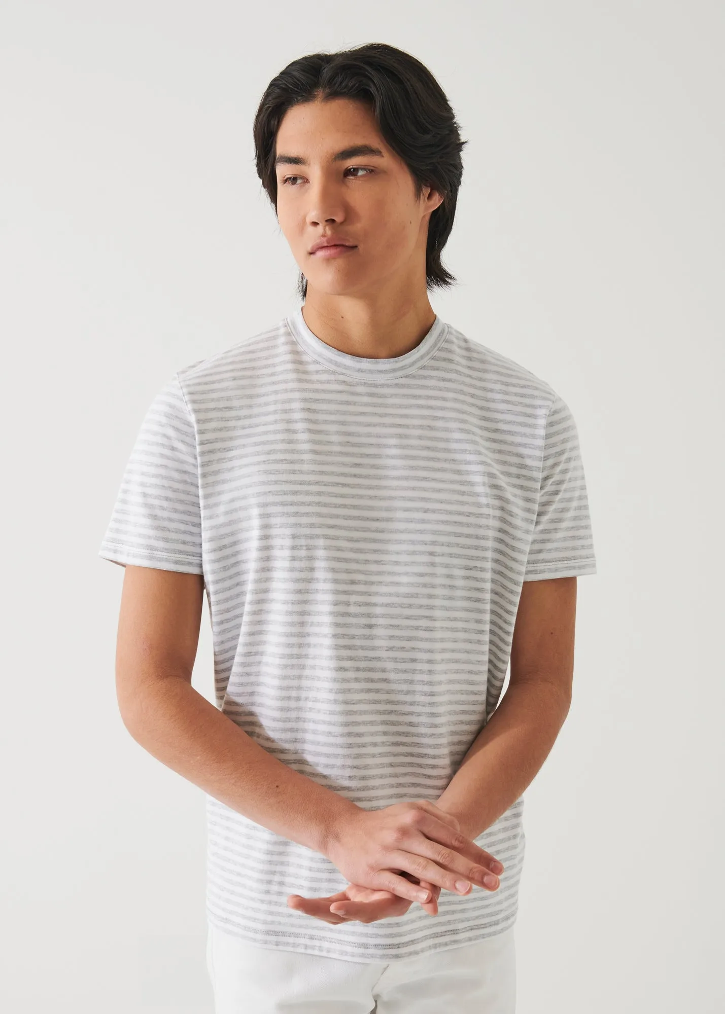 STRIPED PIMA COTTON STRETCH T-SHIRT