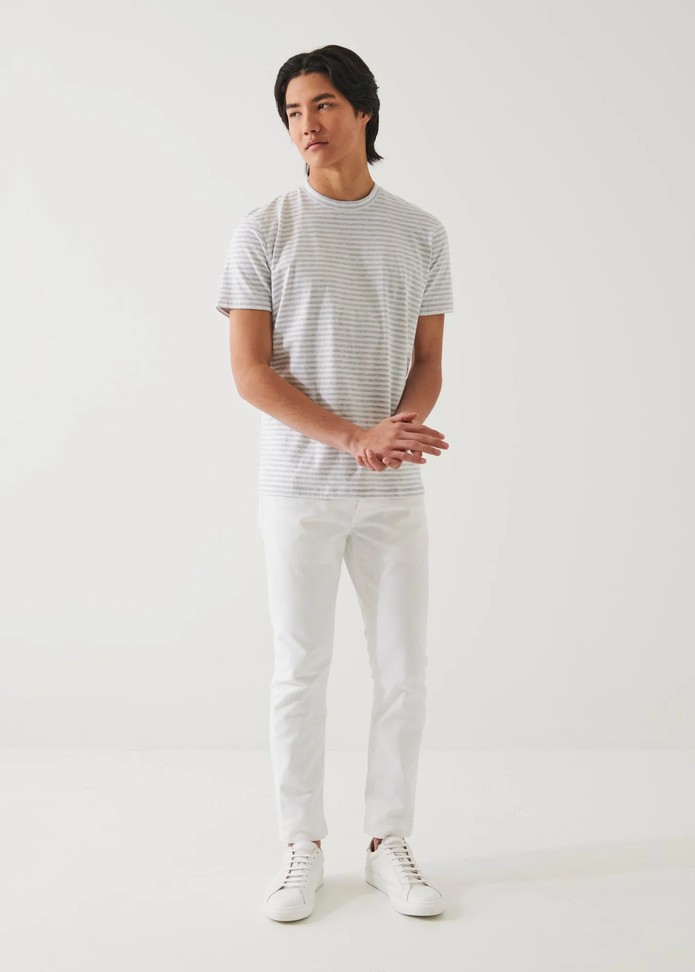 STRIPED PIMA COTTON STRETCH T-SHIRT