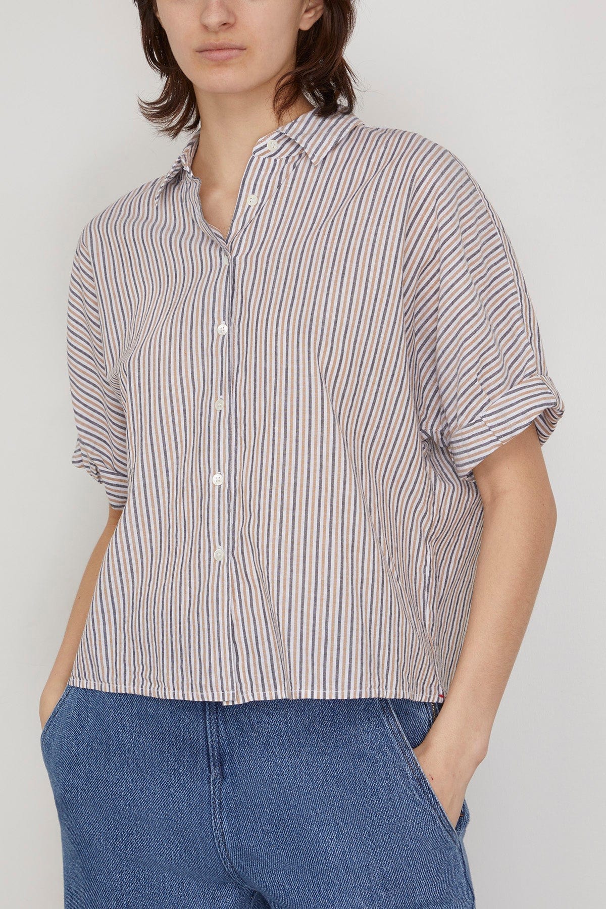 Teddy Shirt in Mocha Stripe