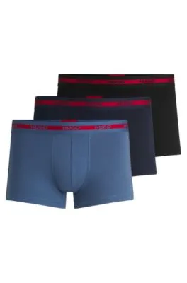 Three-pack of logo-waistband trunks in stretch cotton