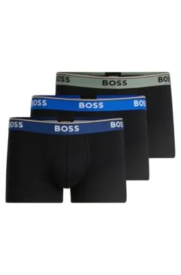 Three-pack of stretch-cotton trunks with logo waistbands