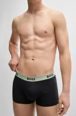 Three-pack of stretch-cotton trunks with logo waistbands