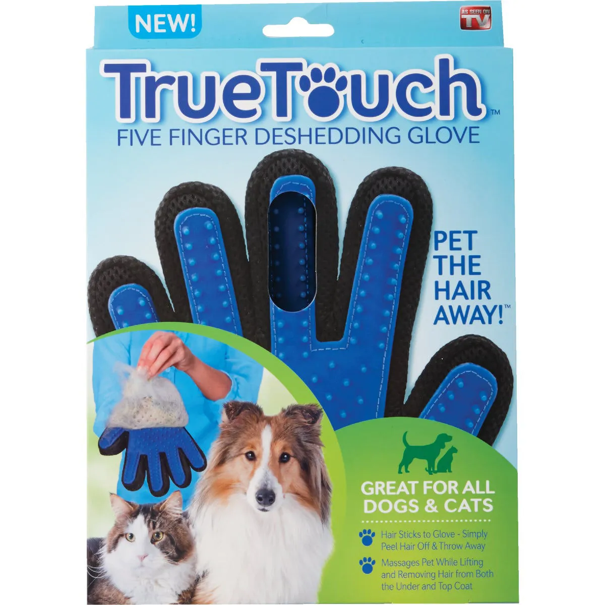 True Touch True Touch 2-In-1 Silicone Tip Five Finger Deshedding Pet Glove