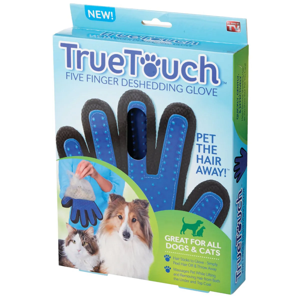 True Touch True Touch 2-In-1 Silicone Tip Five Finger Deshedding Pet Glove