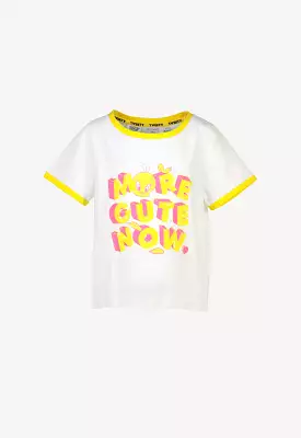 Tweety Bird Sequins Text Print Contrasting T-Shirt