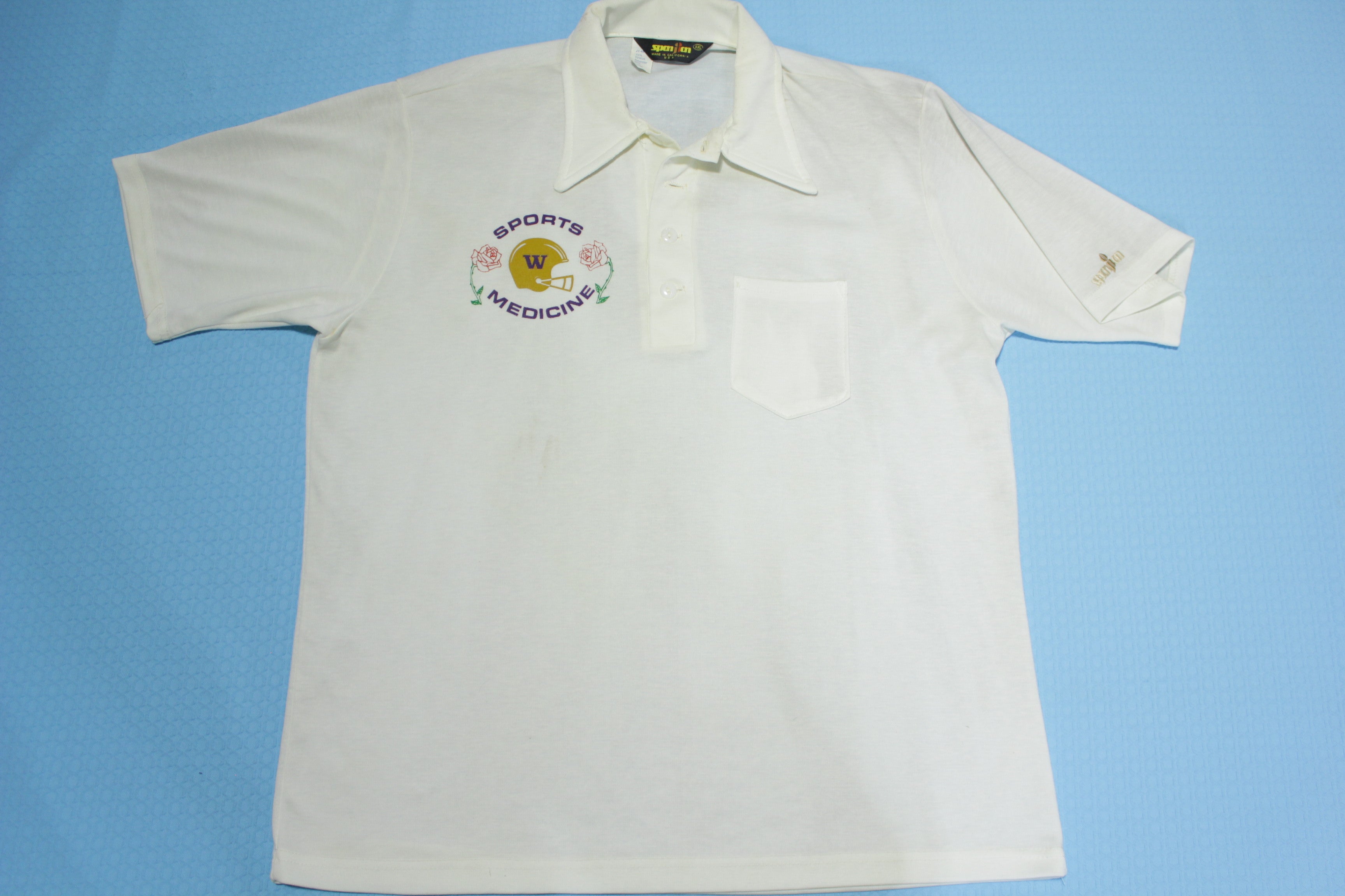 UW University of Washington Huskies Vintage 80's Sports Medicine Football Polo Shirt