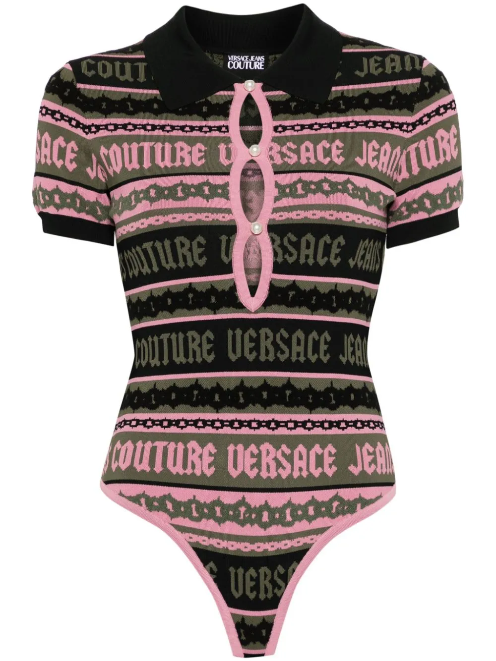 Versace Jeans Couture striped jacquard bodysuit - Black