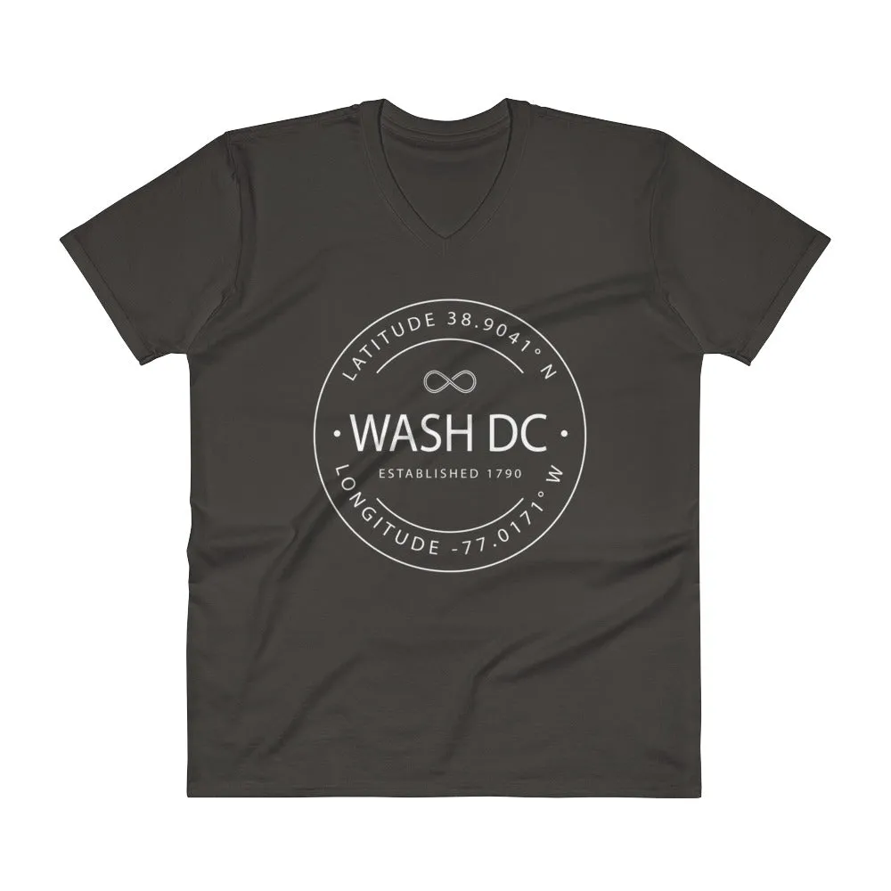 Washington DC - V-Neck T-Shirt - Latitude & Longitude