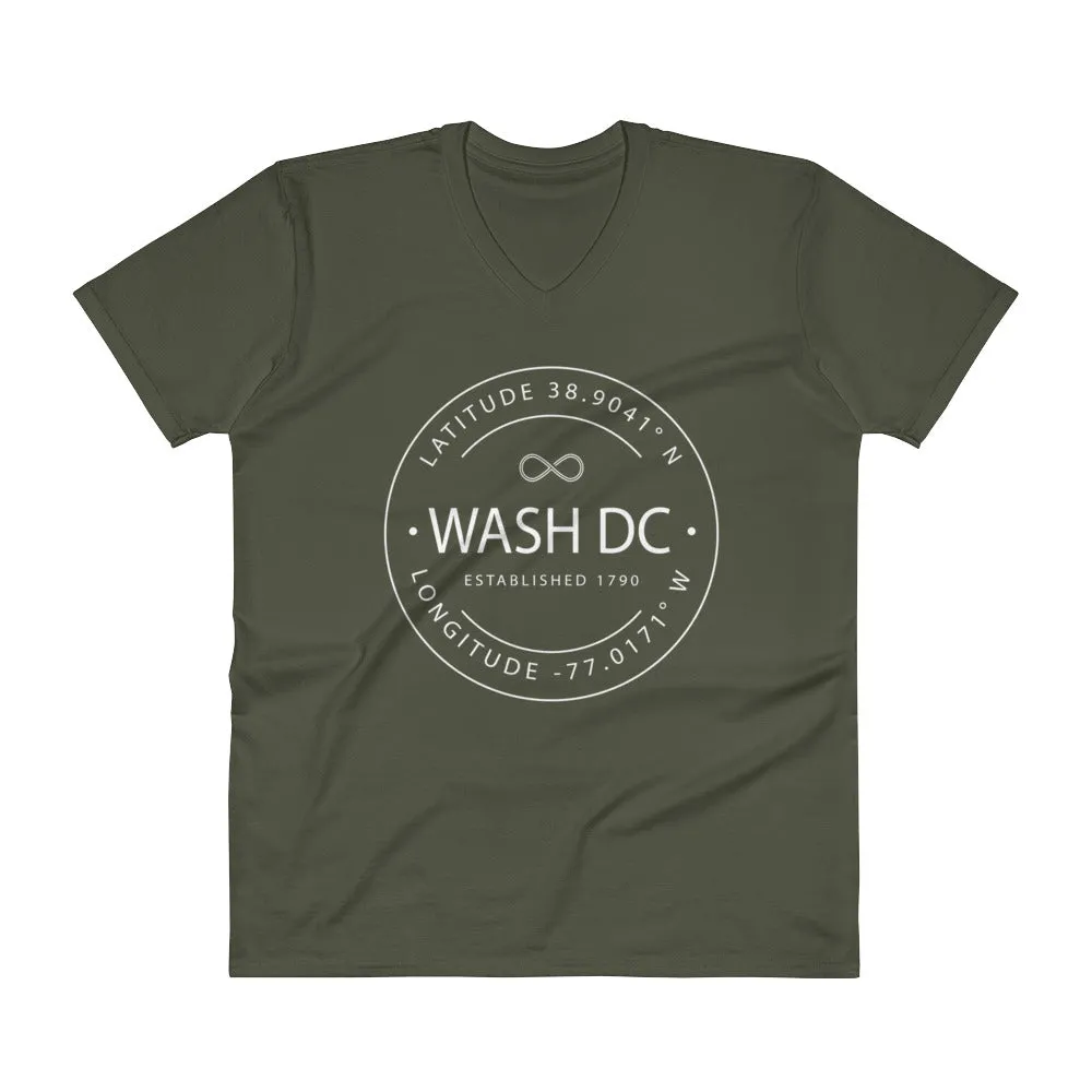 Washington DC - V-Neck T-Shirt - Latitude & Longitude