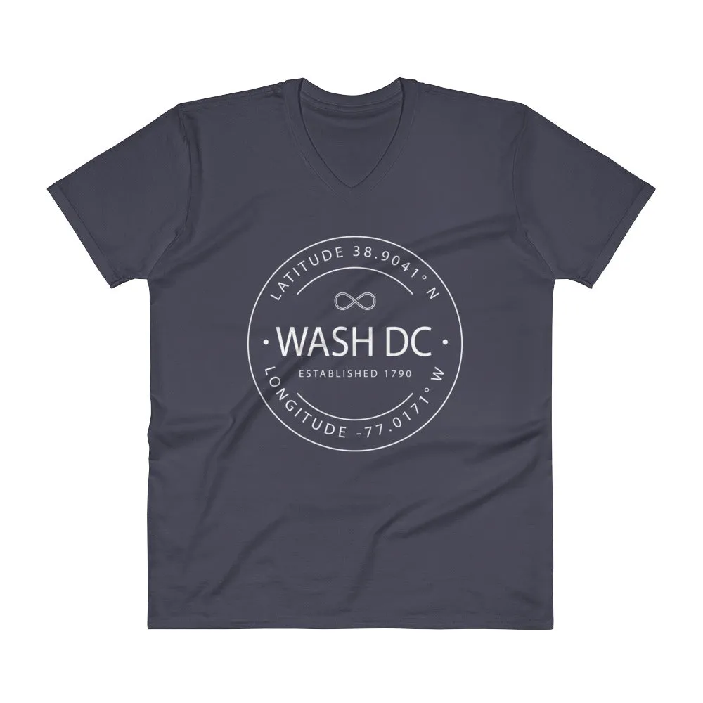 Washington DC - V-Neck T-Shirt - Latitude & Longitude