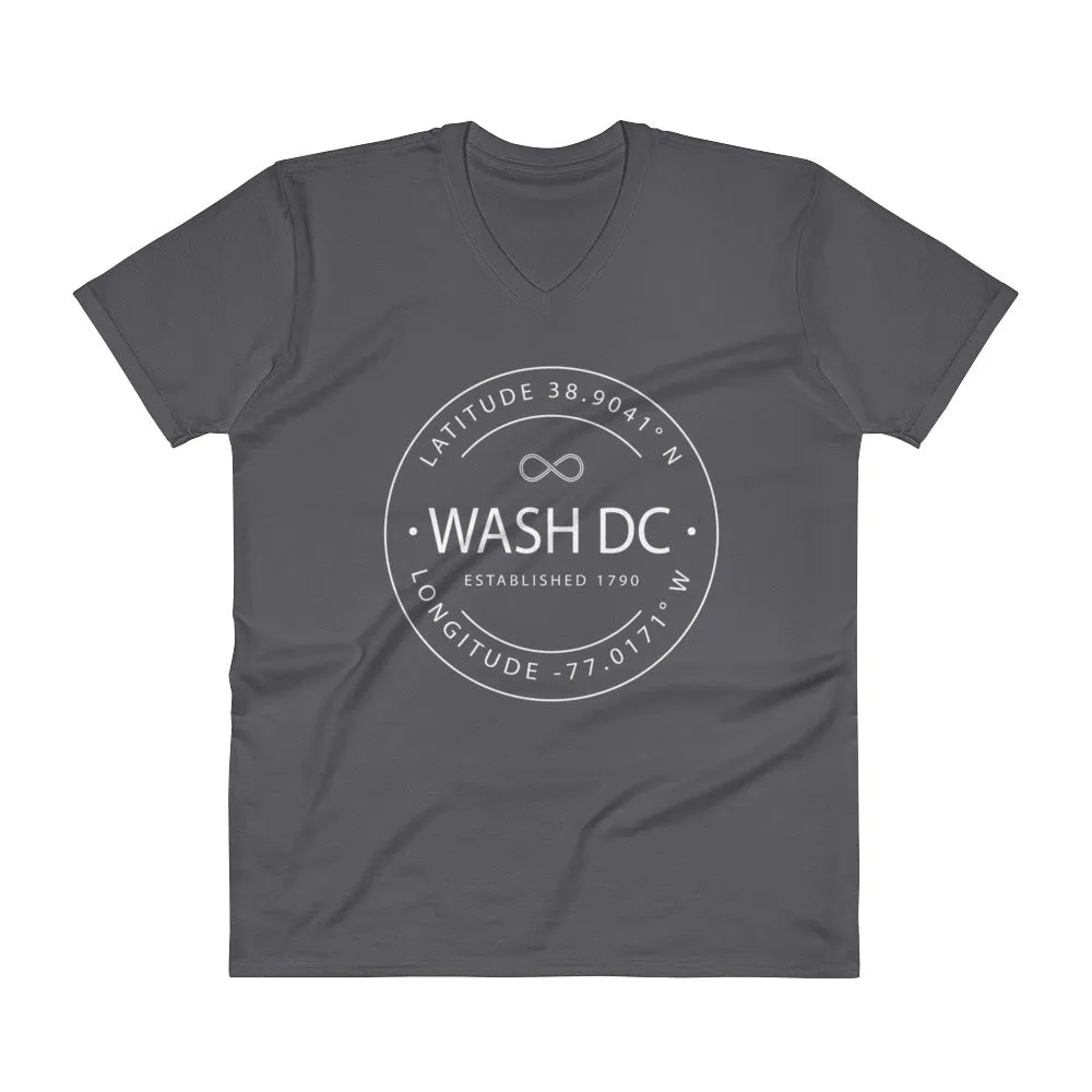 Washington DC - V-Neck T-Shirt - Latitude & Longitude