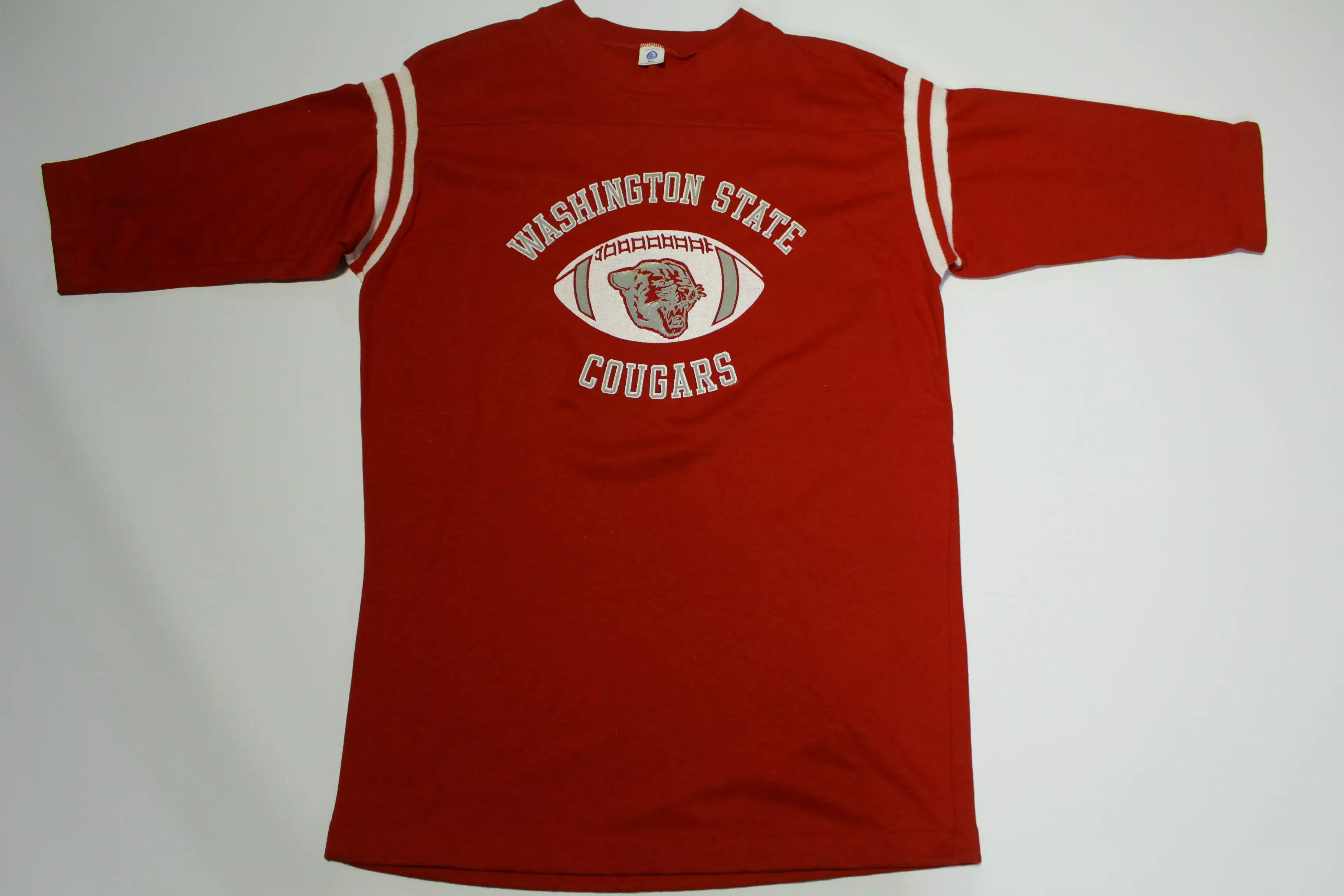 Washington State Cougars Vintage 70's WSU 3/4 Sleeve Striped Jersey T-Shirt