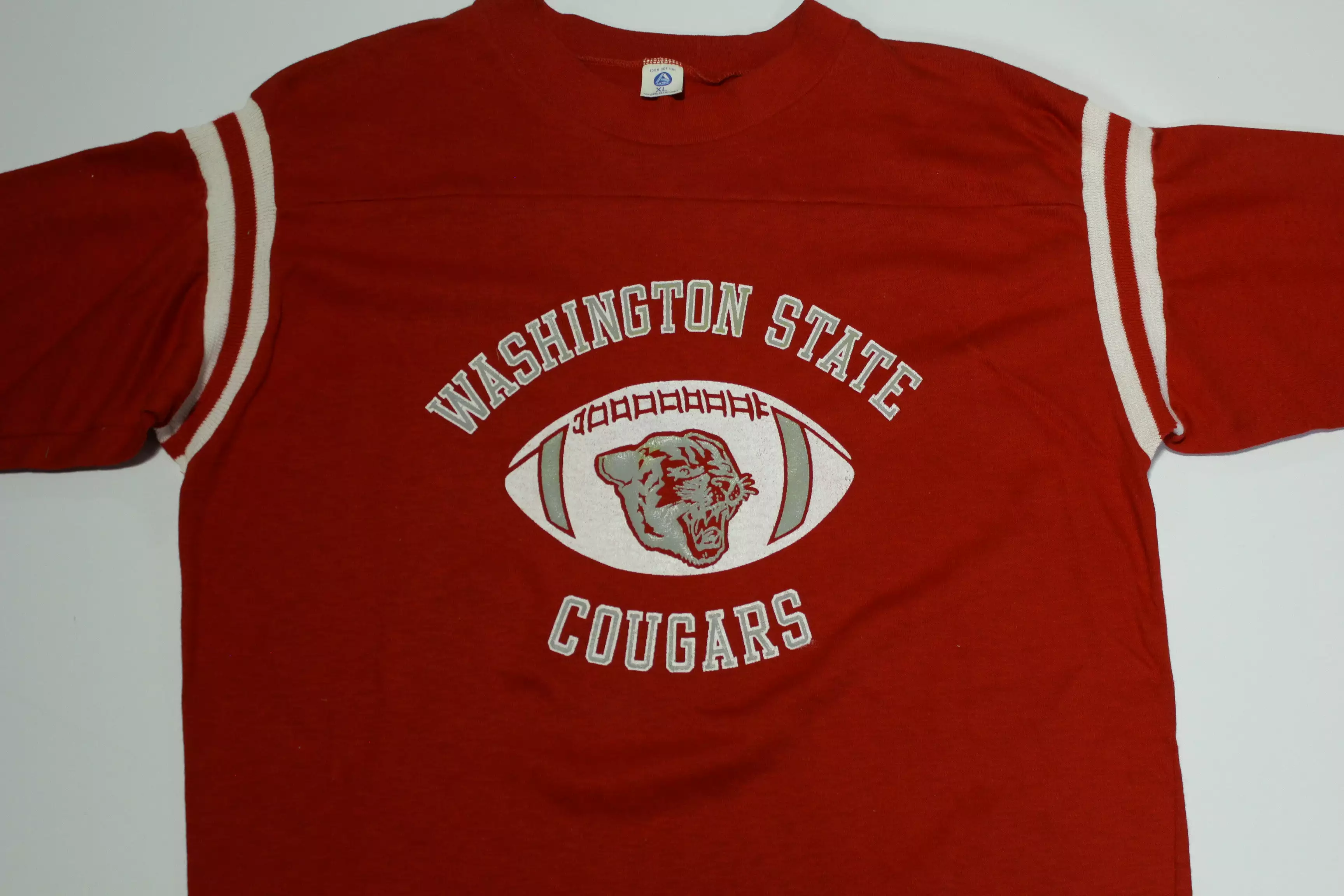 Washington State Cougars Vintage 70's WSU 3/4 Sleeve Striped Jersey T-Shirt