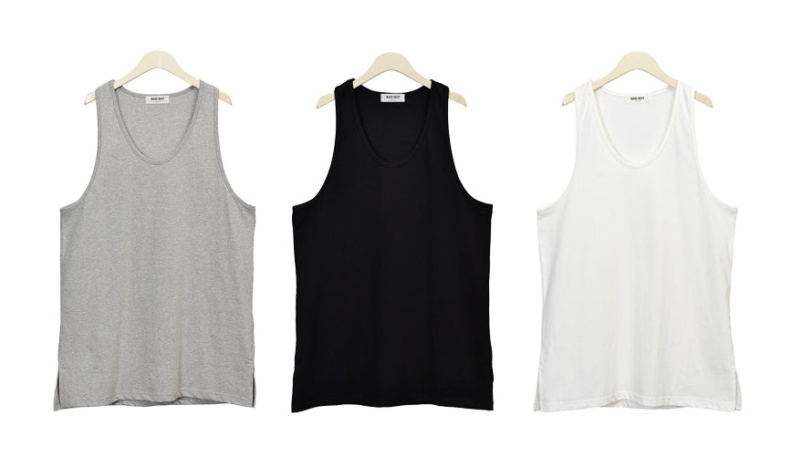 White Black Heather Gray Casual Sleeveless Tshirts Mens Tees Tanks Tops Basic Made in Korea 100% Washed Cotton Loose fitted