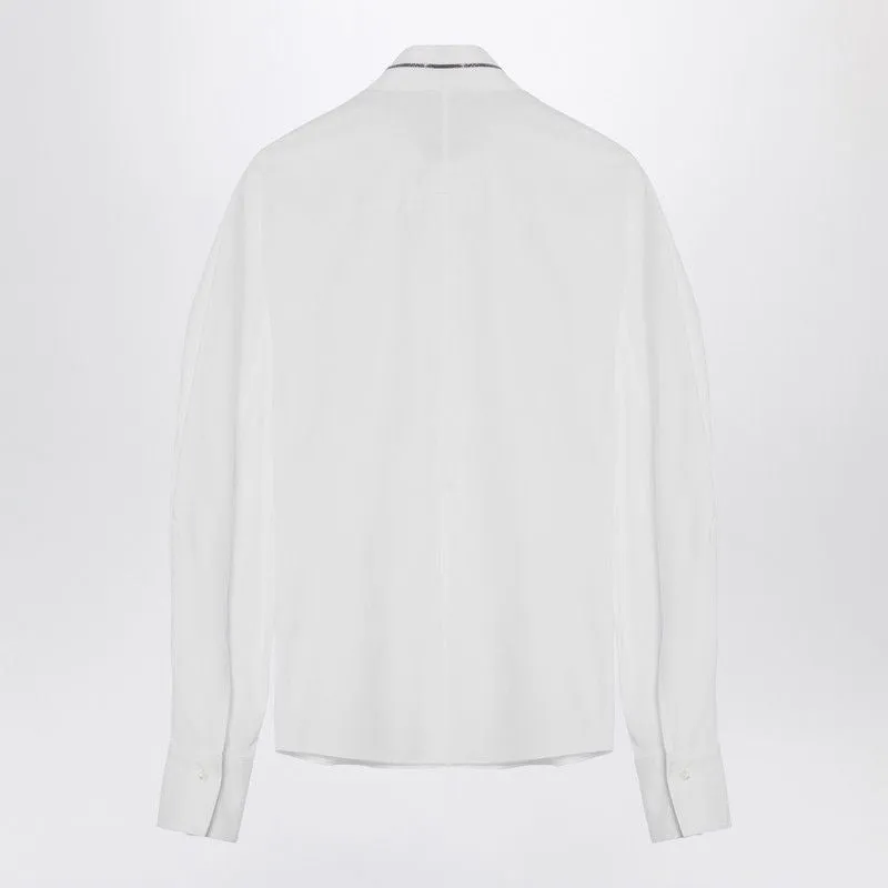 WHITE COTTON-BLEND SHIRT