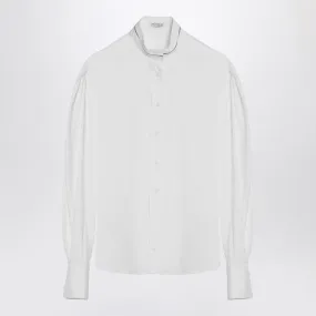 WHITE COTTON-BLEND SHIRT